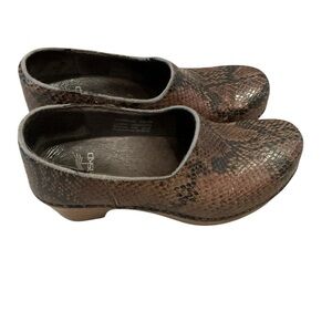 Dansko Marisol snake print leather clogs size 36